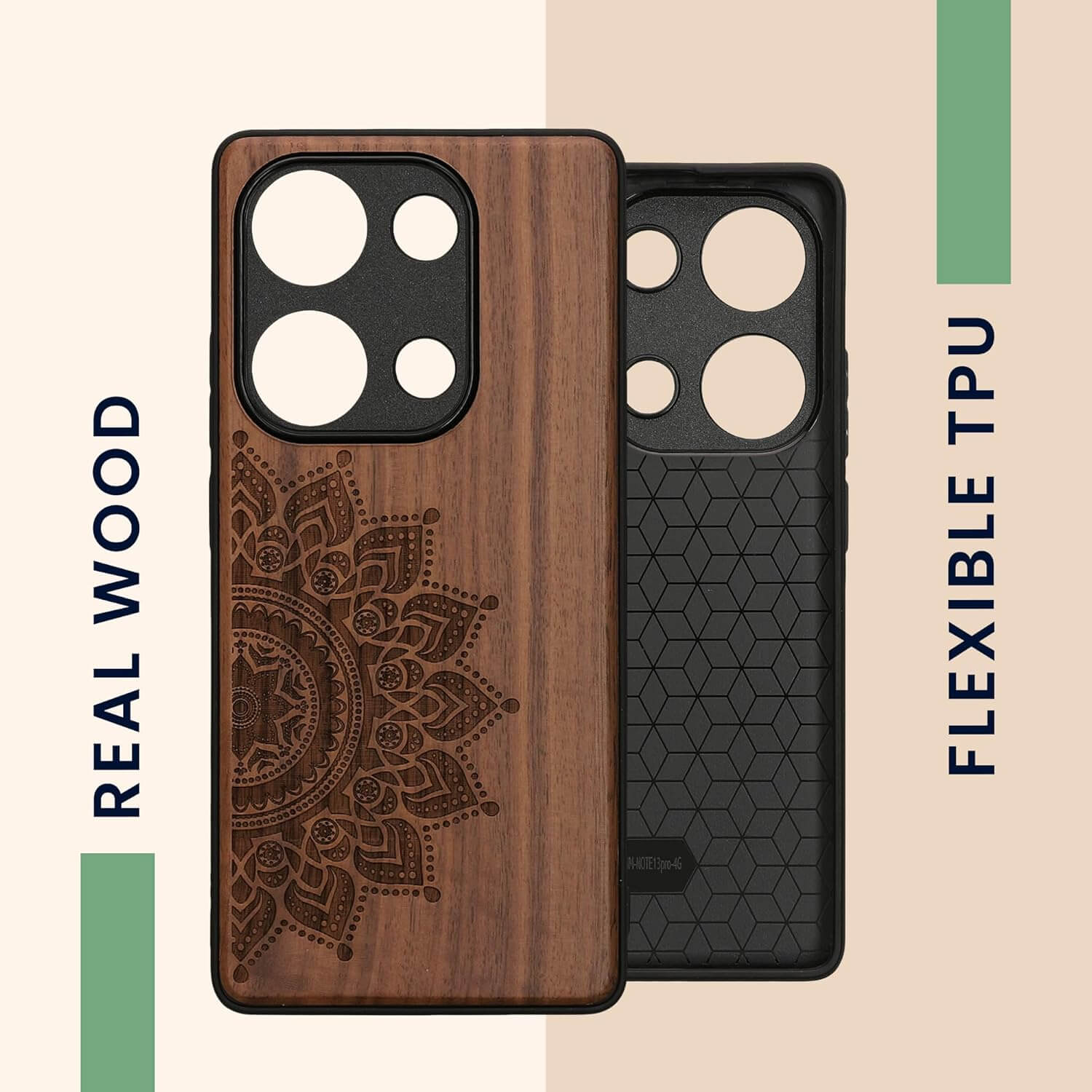 KW Xiaomi Redmi Note 13 Pro 4G Θήκη από Φυσικό Ξύλο - Design Rising Sun - Dark Brown