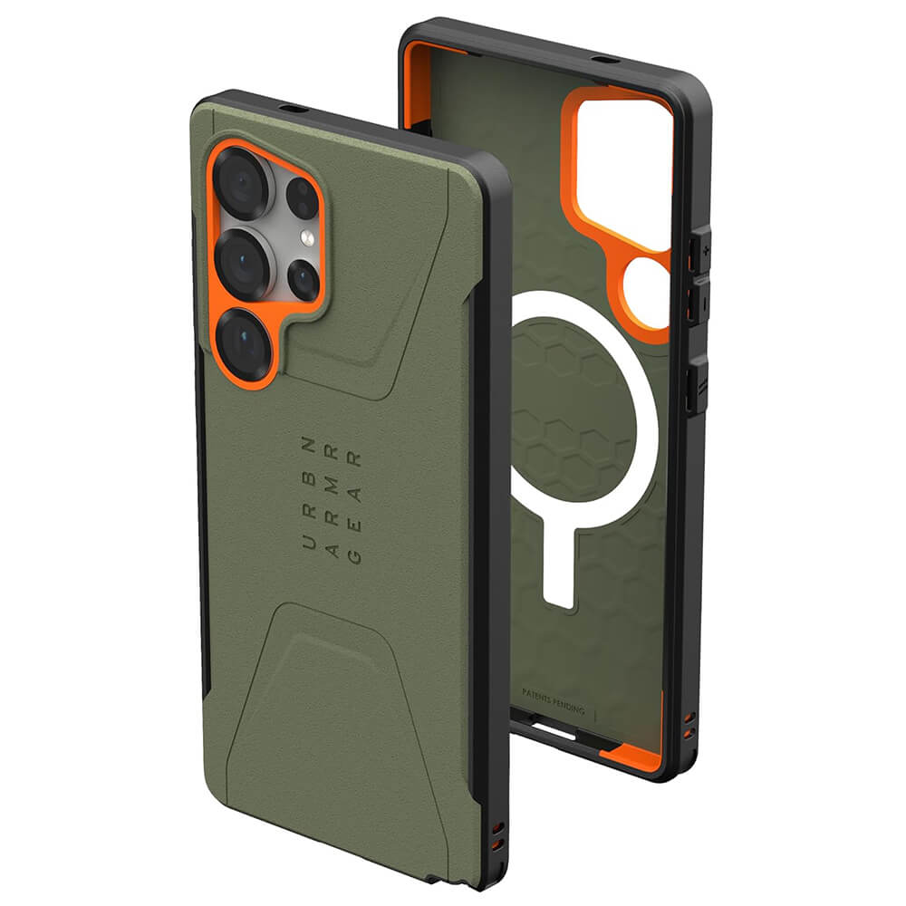 UAG Samsung Galaxy S25 Ultra Civilian Pro MagSafe Σκληρή Θήκη με MagSafe - Olive Drab / Orange