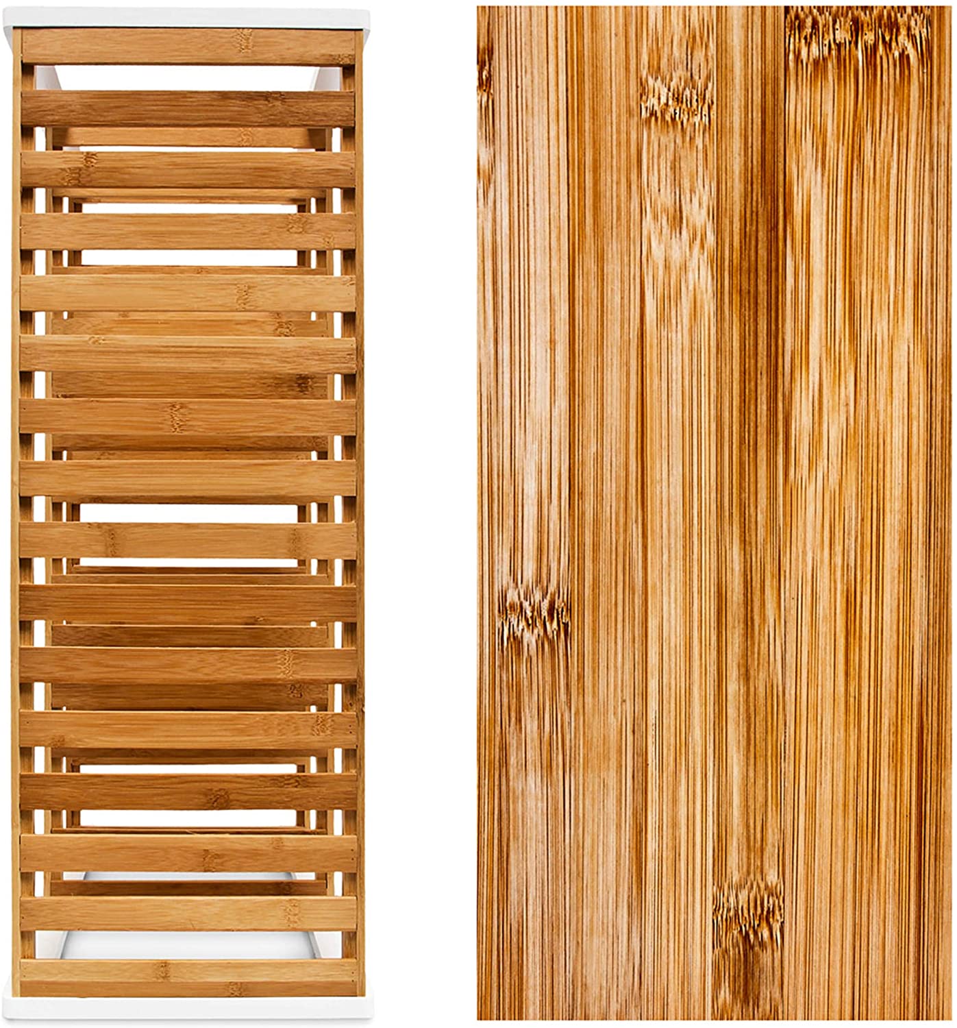 Relaxdays Παπουτσοθήκη με 3 Ράφια από Μπαμπού - Brown / White - 4052025177058