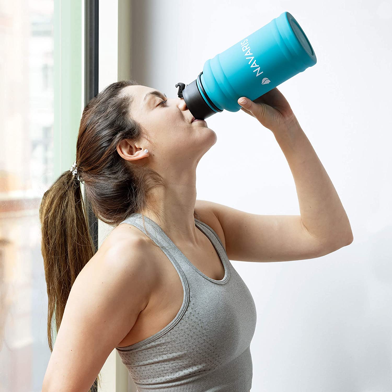 Navaris Μπουκάλι Νερού από Ανοξείδωτο Ατσάλι - BPA Free - 1.3 L - Turquoise - 52873.37