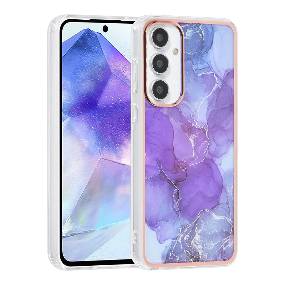 Tuniq Samsung Galaxy A55 5G - Σκληρή Θήκη με Πλαίσιο Σιλικόνης - Σχέδιο Μάρμαρο - Μοβ