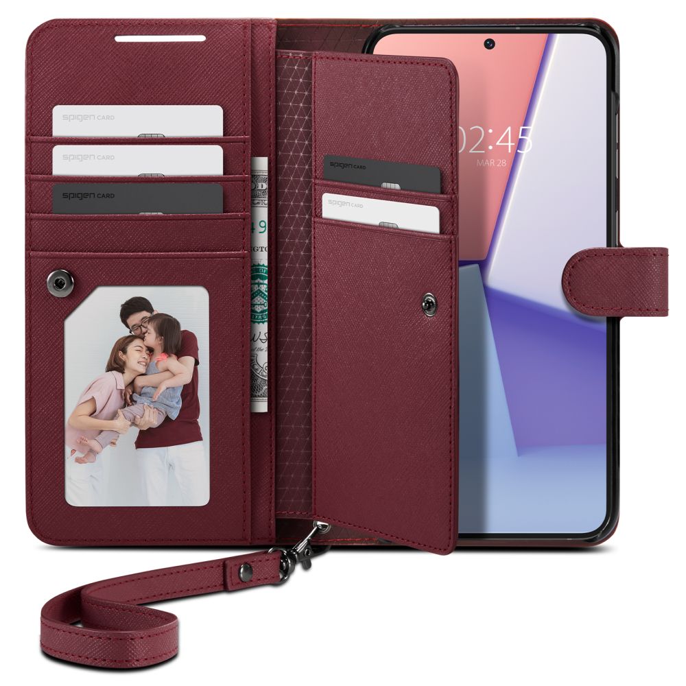 Spigen Samsung Galaxy S23+ Wallet S Plus Θήκη Πορτοφόλι από Δερματίνη - Burgundy