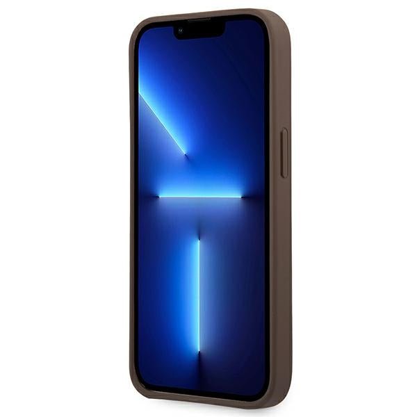 Guess iPhone 14 Pro Max - 4G Big Metal Logo Θήκη με Επένδυση Συνθετικού Δέρματος - Brown - GUHCP14X4GMGBR