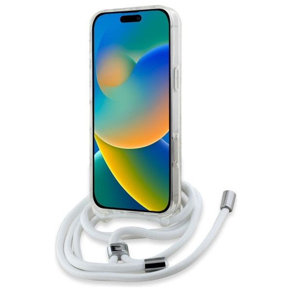 Karl Lagerfeld iPhone 16 - IML Choupette Head and Cord - MagSafe Σκληρή Θήκη με Πλαίσιο Σιλικόνης και Λουράκι - Διάφανη - KLHMP16SHCCHNT