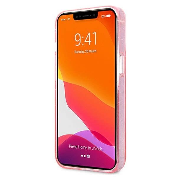 Karl Lagerfeld iPhone 13 Pro Max - Glitter Ikonik Karl Σκληρή Θήκη με Πλαίσιο Σιλικόνης - Pink - KLHCP13XKHTUGLP