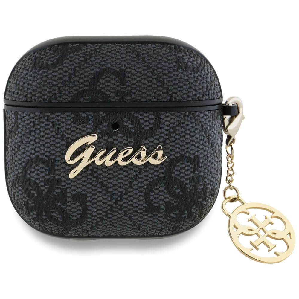 Guess AirPods 4 Θήκη με Επένδυση Συνθετικού Δέρματος - 4G Charm Collection - Black