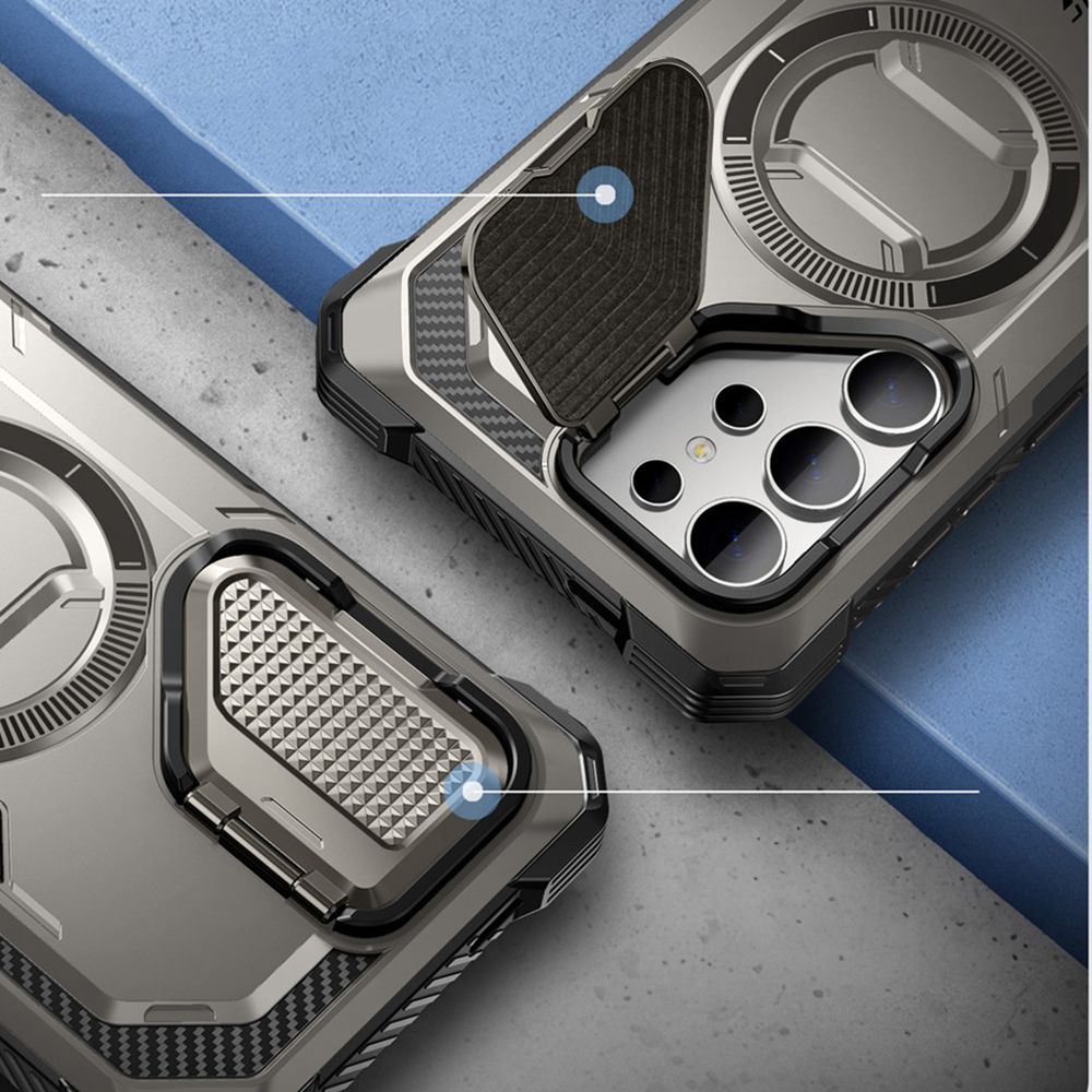 Supcase Samsung Galaxy S24 Ultra Armorbox Magsafe Σκληρή Θήκη με Προστασία Οθόνης και Κάλυμμα Κάμερας / Stand - Grey