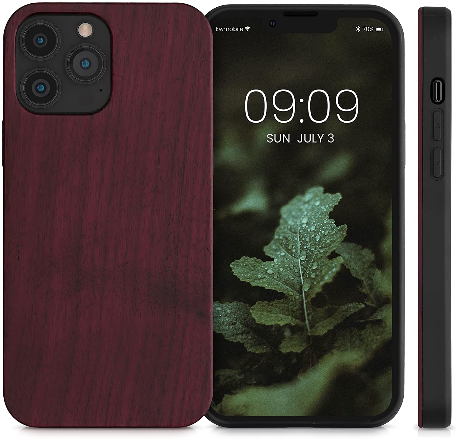 KW iPhone 13 Pro Max Θήκη από Φυσικό Ξύλο - Dark Red - 55981.20