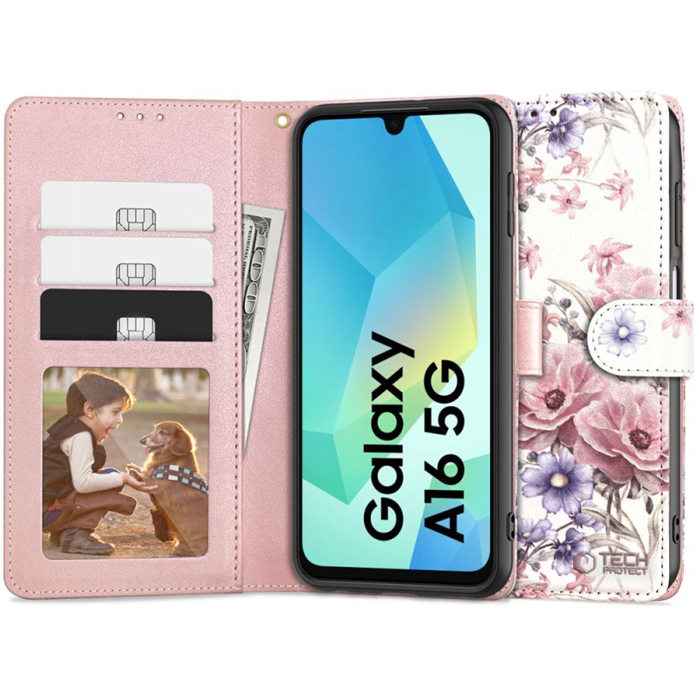 Tech-Protect Samsung Galaxy A16 4G / A16 5G Θήκη Πορτοφόλι Stand από Δερματίνη - Blossom Flower