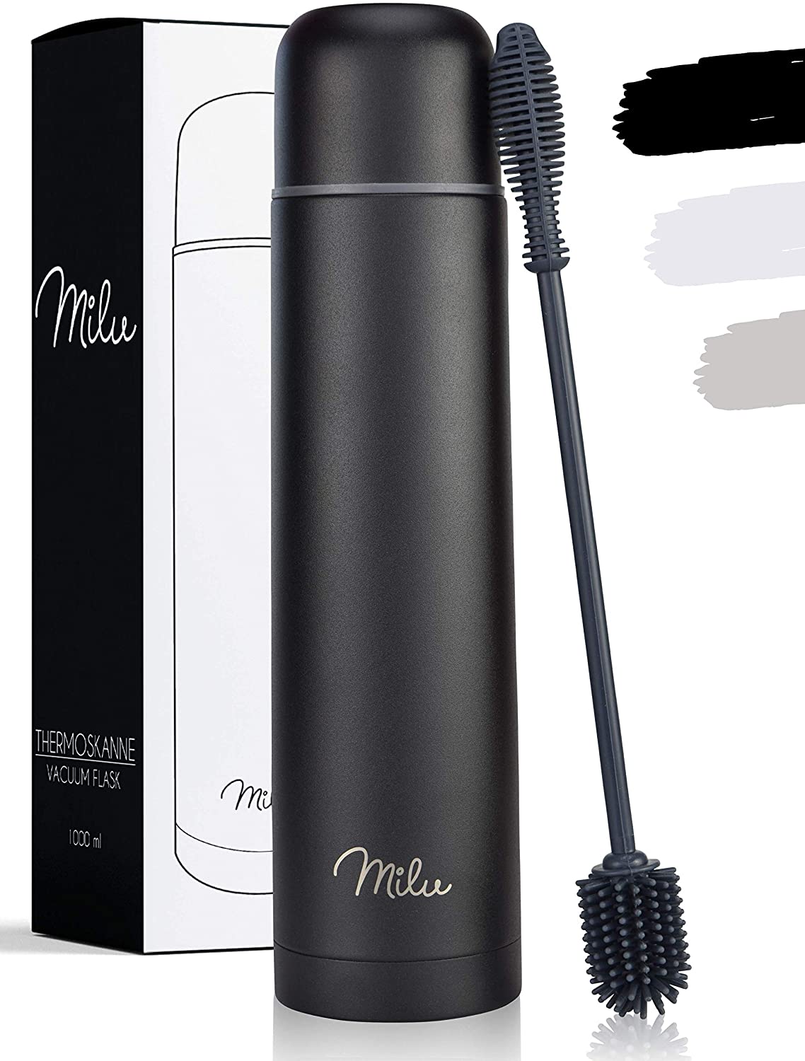 Milu T4 Μπουκάλι Θερμός Από Ανοξείδωτο Ατσάλι - 100% Στεγανό - 500 ml - Black - 6550