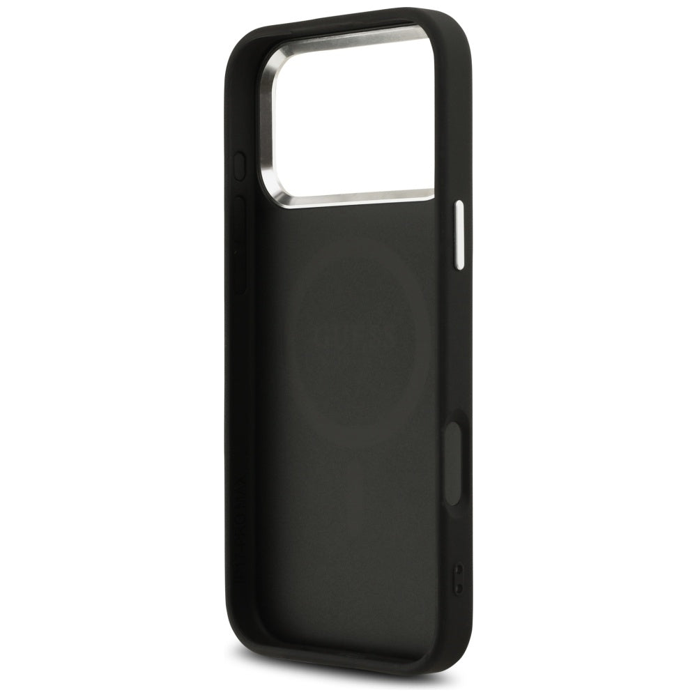 Guess iPhone 17 Pro Max - 4G Classic Logo MagSafe - Σκληρή Θήκη με Πλαίσιο Σιλικόνης και Επένδυση Οικολογικού Δέρματος - Black - GUHMP17XP4GSSMCK