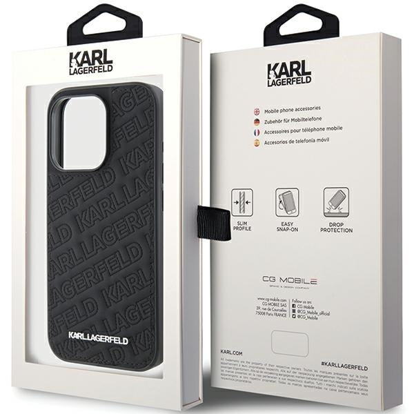 Karl Lagerfeld iPhone 15 Pro Max - Quilted K Pattern Θήκη με Επένδυση Συνθετικού Δέρματος - Black - KLHCP15XPQKPMK