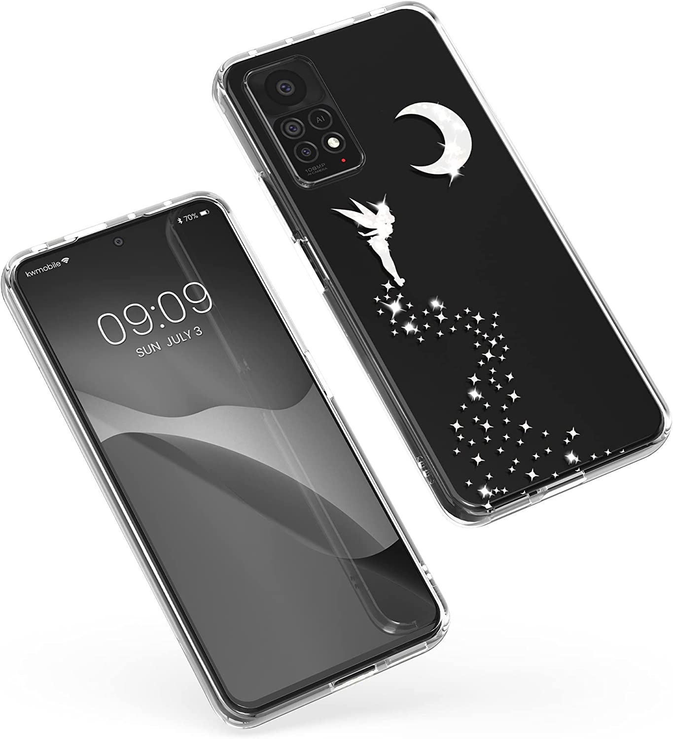 KW Xiaomi Redmi Note 11 Pro / Note 11 Pro 5G Σκληρή Θήκη με Πλαίσιο Σιλικόνης - Design Fairy Glitter - Διάφανη - Silver - 57379.02