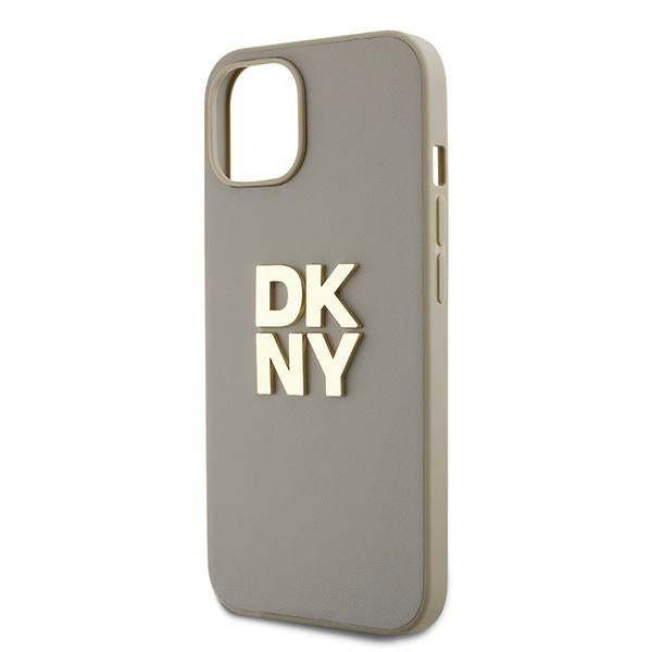 DKNY iPhone 15 / 14 / 13 - Wrist Strap Stock Logo - Σκληρή Θήκη με Επένδυση Συνθετικού Δέρματος με Λουράκι - Beige
