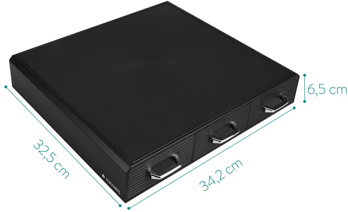 Navaris Capsule Holder - Κουτί Αποθήκευσης με 3 Συρτάρια για Κάψουλες Nespresso / Βάση για Καφετιέρα - Black - 47364.02
