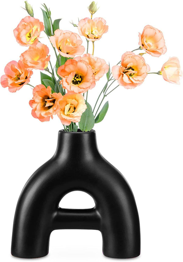 Navaris Κεραμικό Διακοσμητικό Βάζο - Design Abstract - Black - 60344.02