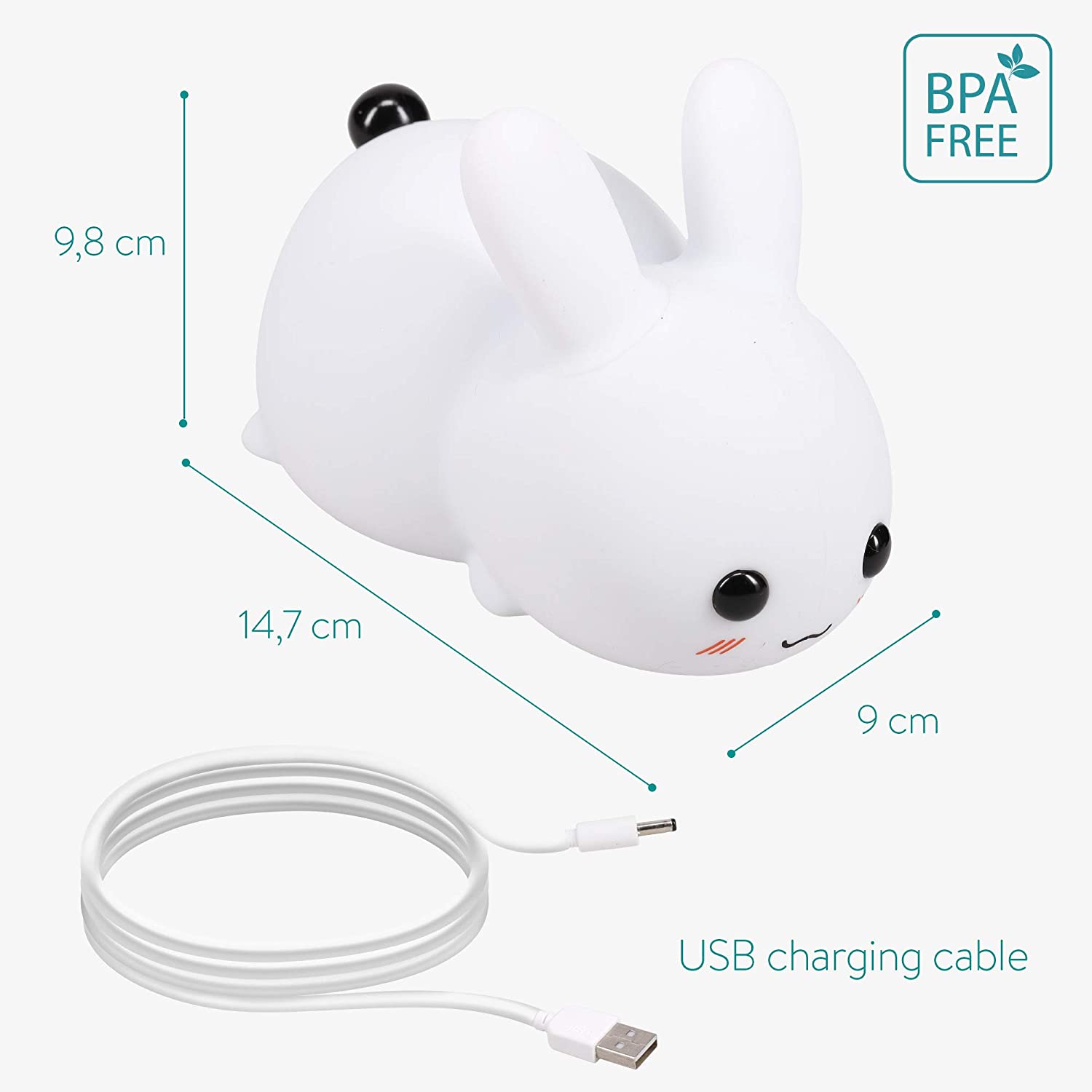 Navaris Παιδικό Επαναφορτιζόμενο LED Φωτιστικό Νυκτός - Snow White Rabbit - 51376.02.02