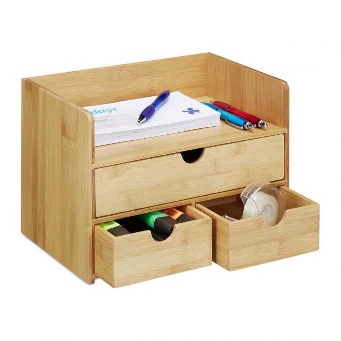 Relaxdays Ξύλινη Βάση Οργάνωσης Γραφείου από Bamboo - Natural - 4052025255534