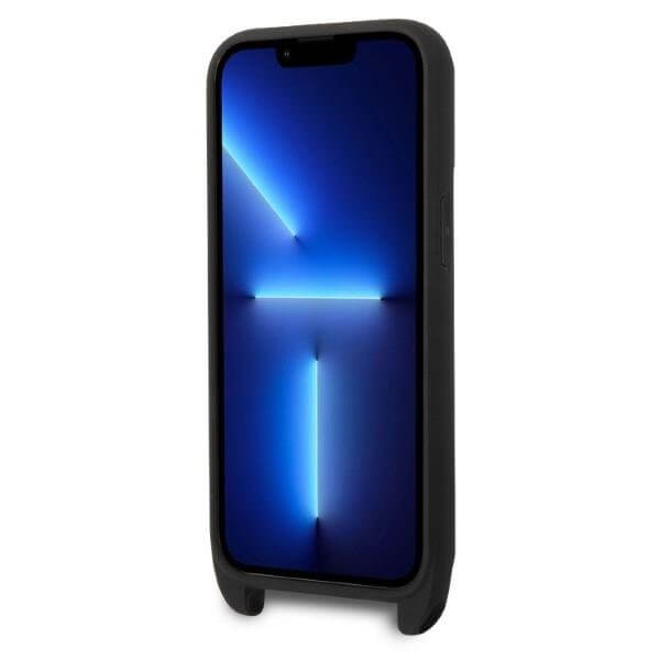 Karl Lagerfeld iPhone 14 Pro - Monogram Ikonik Patch Σκληρή Θήκη με Λουράκι - Black - KLHCP14LSTKMK