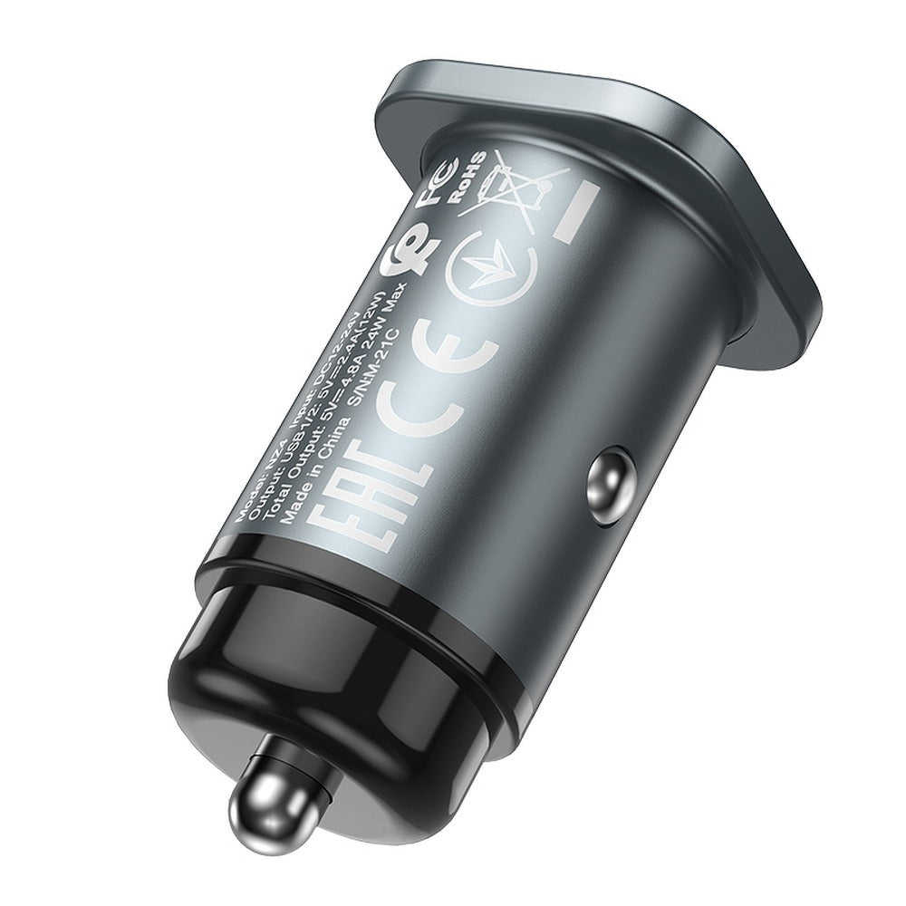 Hoco NZ4 Wise Road Φορτιστής Αυτοκινήτου με Δύο Θύρες USB 4.8A 24W - Grey