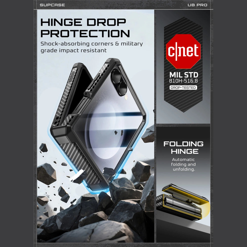 Supcase Samsung Galaxy Z Flip7 - Unicorn Beetle Pro - Σκληρή Θήκη με Προστασία Οθόνης και Stand - Black
