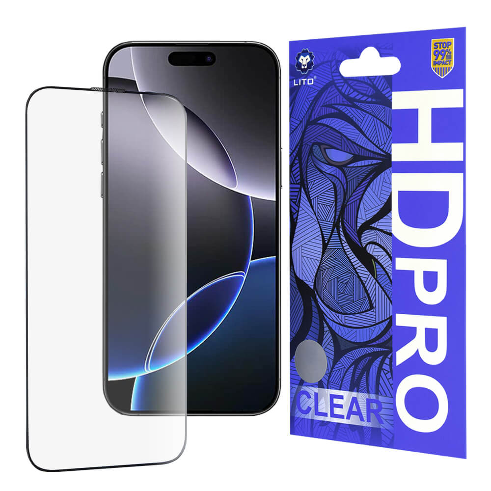 Lito iPhone 16 Pro Max HD Pro Clear Αντιχαρακτικό Γυαλί Οθόνης - Black