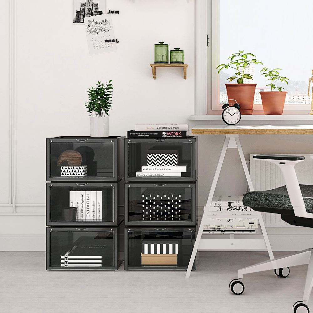 Songmics Σετ με 6 Κουτιά Αποθήκευσης Υποδημάτων - Black - LSP06CB