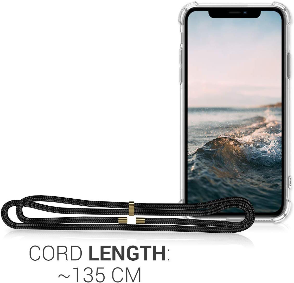 KW iPhone 11 Θήκη Σιλικόνης TPU με Λουράκι - Διάφανη / Black - 49740.01