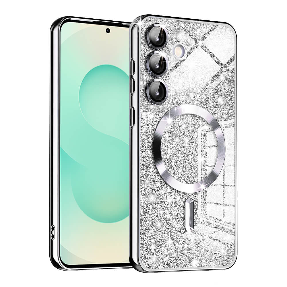 Techsuit Samsung Galaxy S25 Plus - Luxury Glitter MagSafe - Θήκη Σιλικόνης - Silver