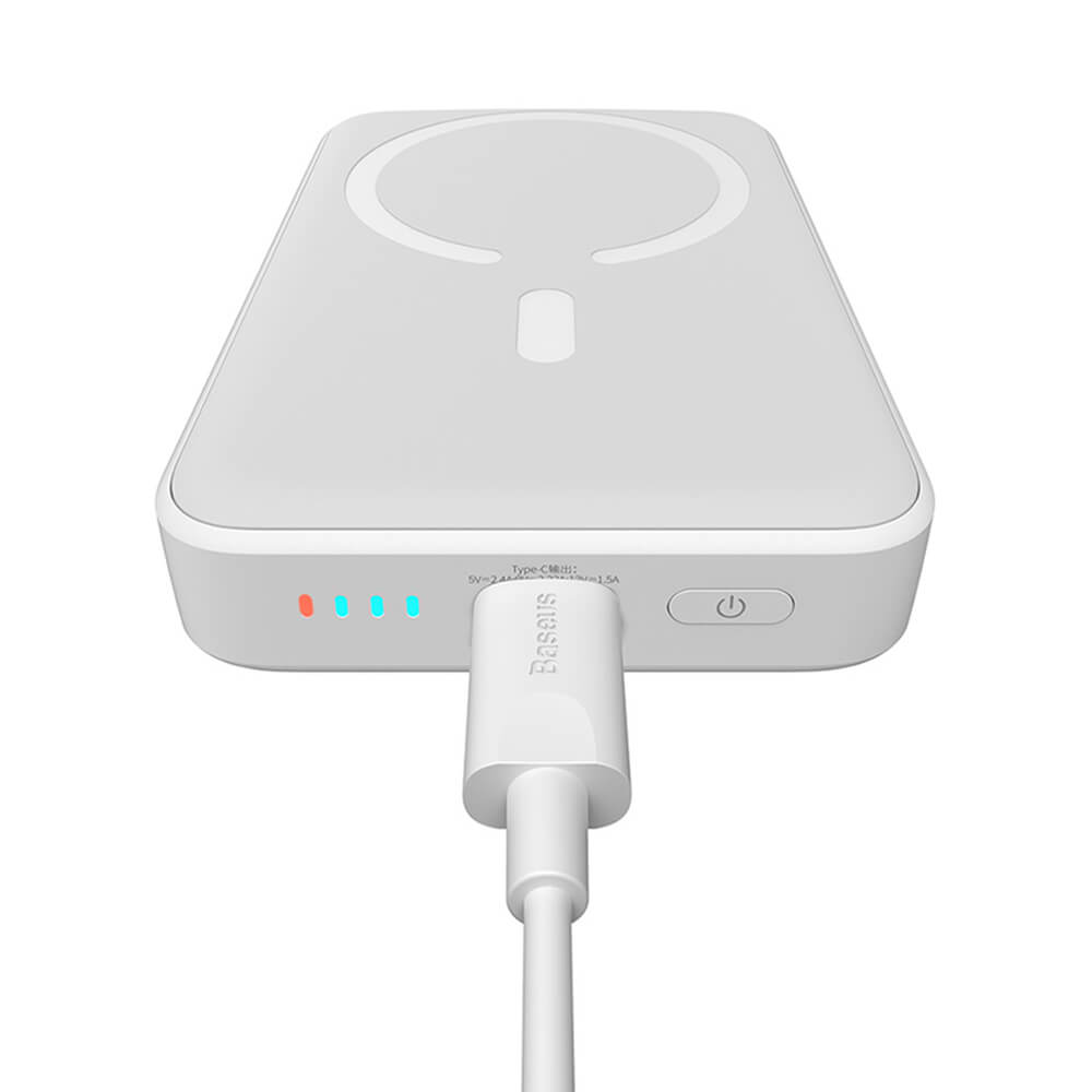 Baseus Magnetic Mini Ασύρματο MagSafe PowerBank 10000mAh 20W με Καλώδιο Type-C to Type-C - White - PPCX070002
