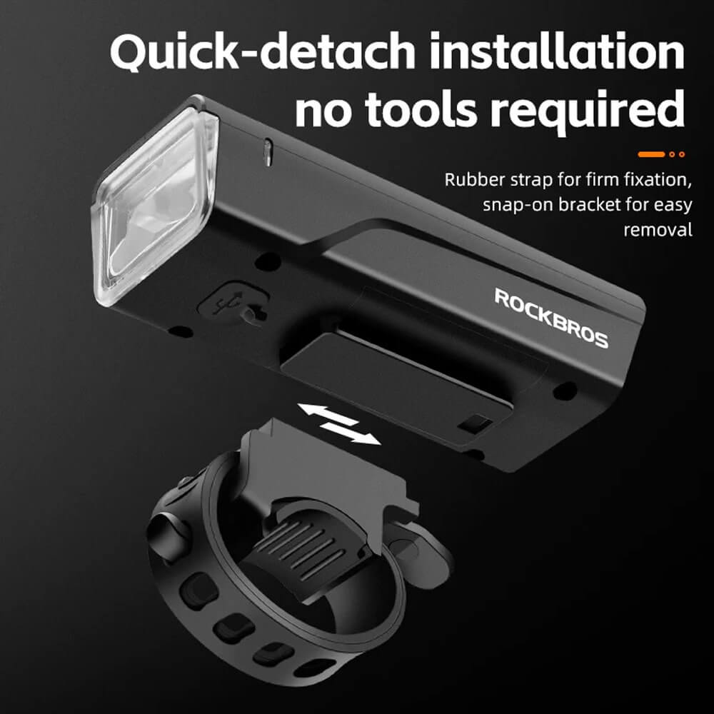 Rockbros 24510003001 Μπροστινό Φως Ποδηλάτου 260lm με Καλώδιο Type-C to USB - Black