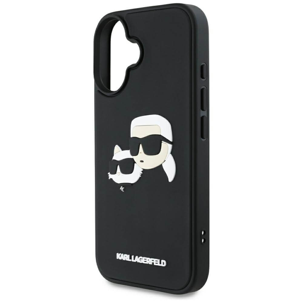 Karl Lagerfeld iPhone 16 - HC 3D Rubber Double Heads - Σκληρή Θήκη με Πλαίσιο Σιλικόνης - Black - KLHCP16SRBCKCHLK