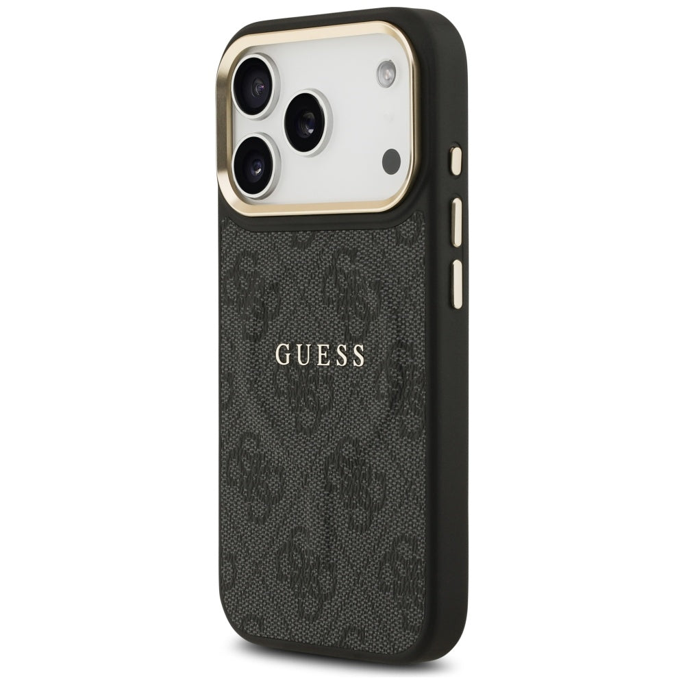 Guess iPhone 17 Pro - 4G PU Classic Logo MagSafe - Σκληρή Θήκη με Πλαίσιο Σιλικόνης και Επένδυση Οικολογικού Δέρματος - Black - GUHMP17LP4MSEGCK