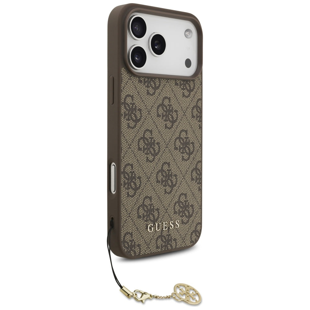 Guess iPhone 17 Pro Max - 4G Charms Collection MagSafe - Θήκη με Επένδυση Συνθετικού Δέρματος - Brown - GUHMP17XGF4GCW