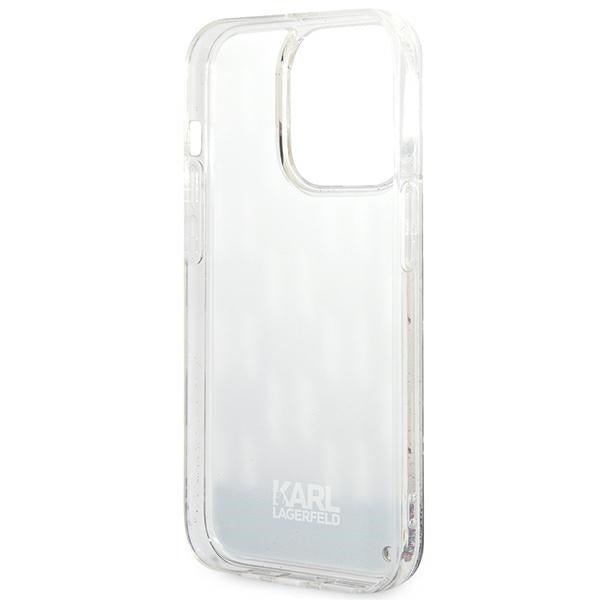 Karl Lagerfeld iPhone 14 Pro Max - Liquid Glitter Monogram Σκληρή Θήκη με Πλαίσιο Σιλικόνης - Silver - KLHCP14XLMNMS