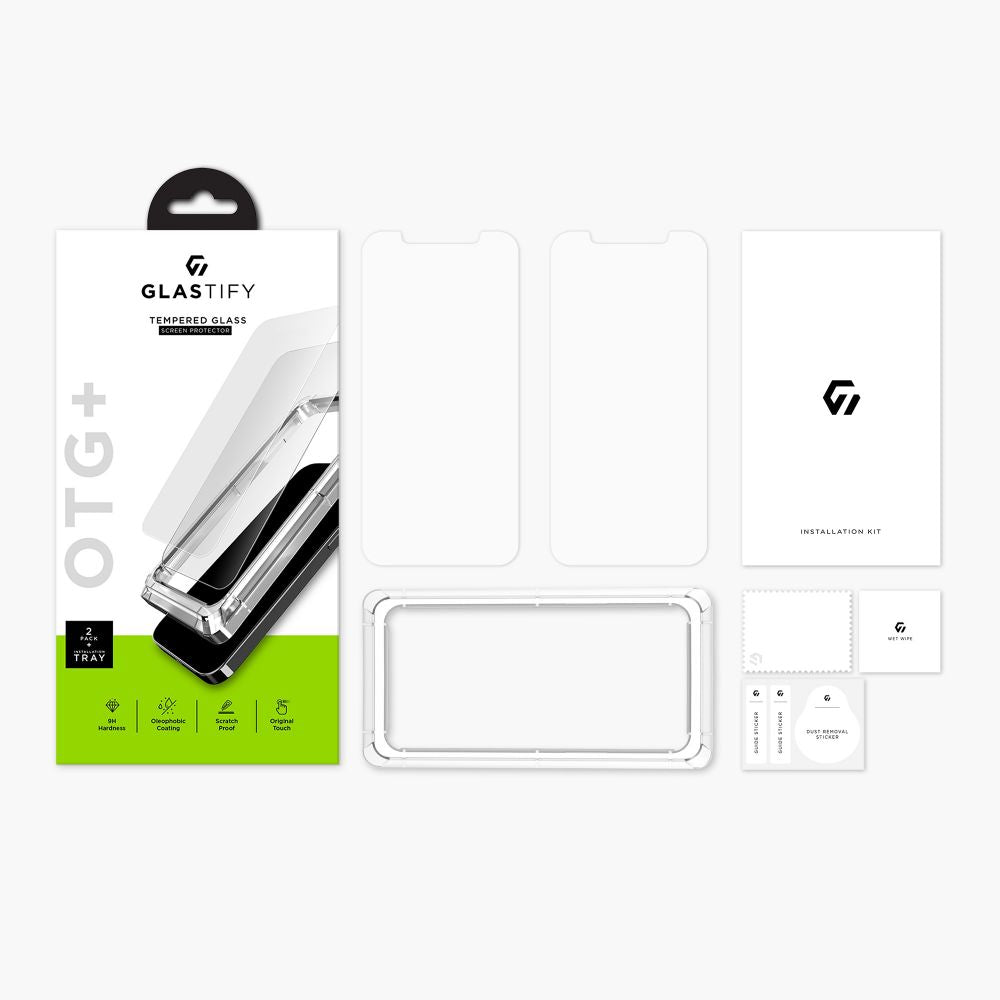 Glastify iPhone 12 / iPhone 12 Pro OTG+ 0.28mm 2.5D 9H Tempered Glass Αντιχαρακτικό Γυαλί Οθόνης - 2 Τεμάχια - Clear