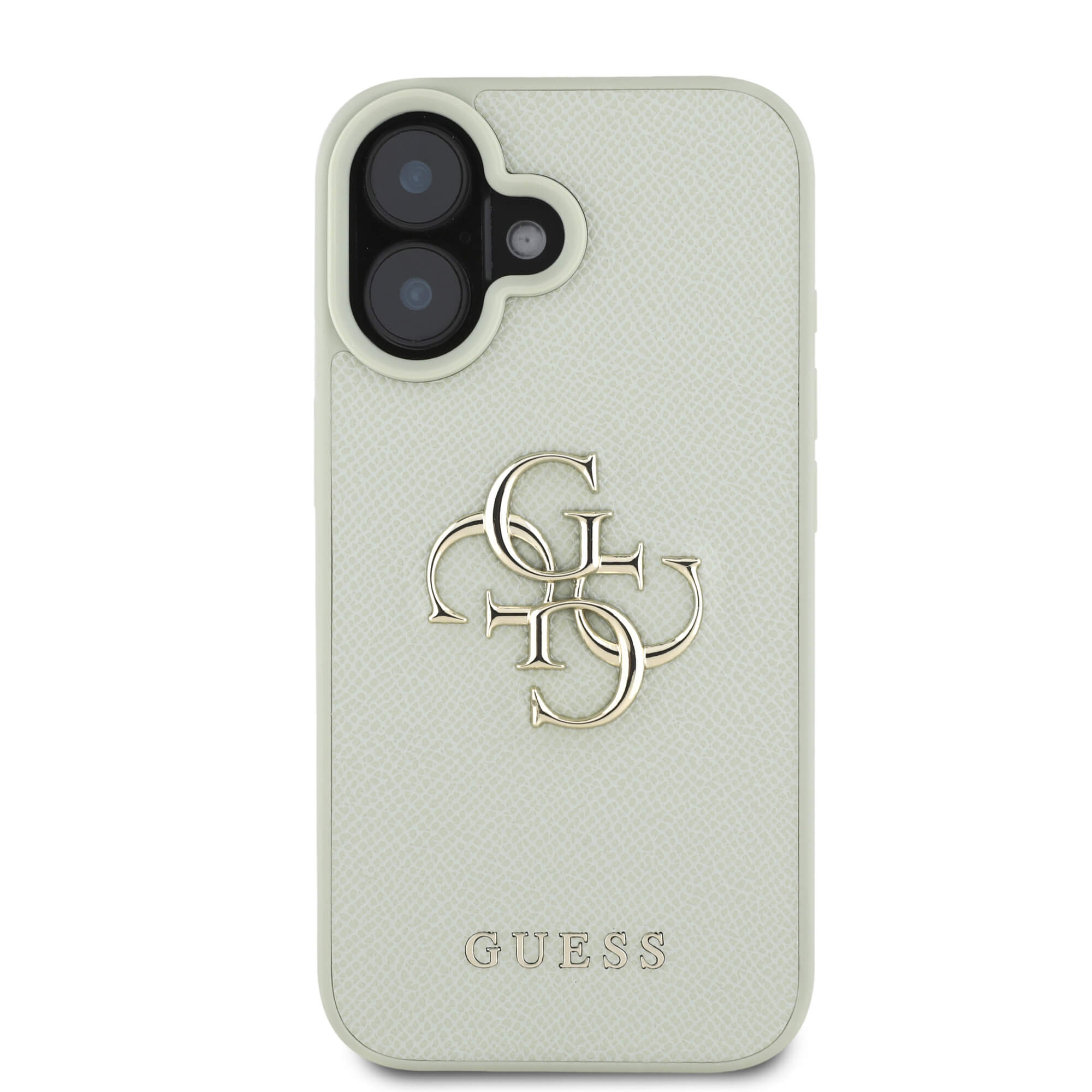 Guess iPhone 16 - Grained Big 4G Logo Small Classic Logo - Σκληρή Θήκη με Επένδυση από Οικολογικό Δέρμα - Green - GUHCP16SPGT4MBN