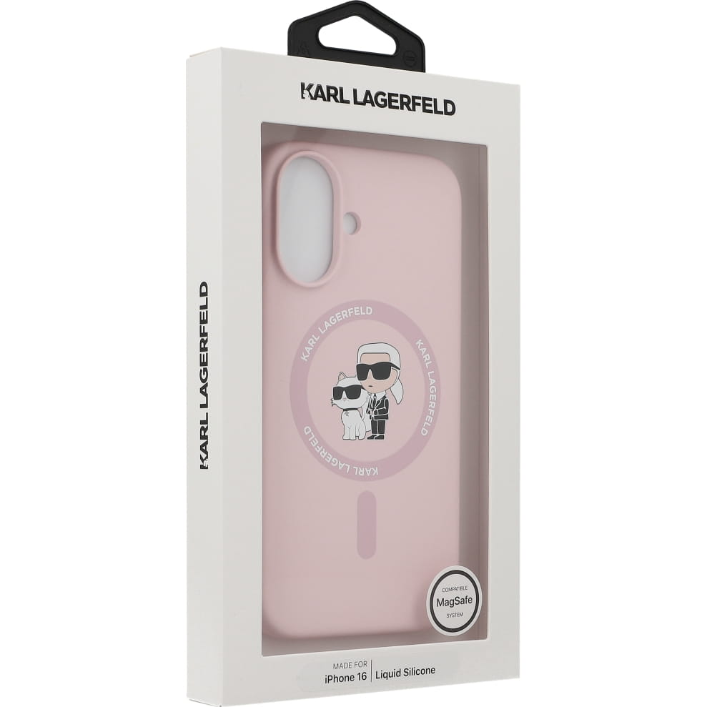 Karl Lagerfeld iPhone 16 - Silicone KC Heads Ring MagSafe - Θήκη Σιλικόνης με MagSafe - Pink - KLHMP16SSCMKCRHP