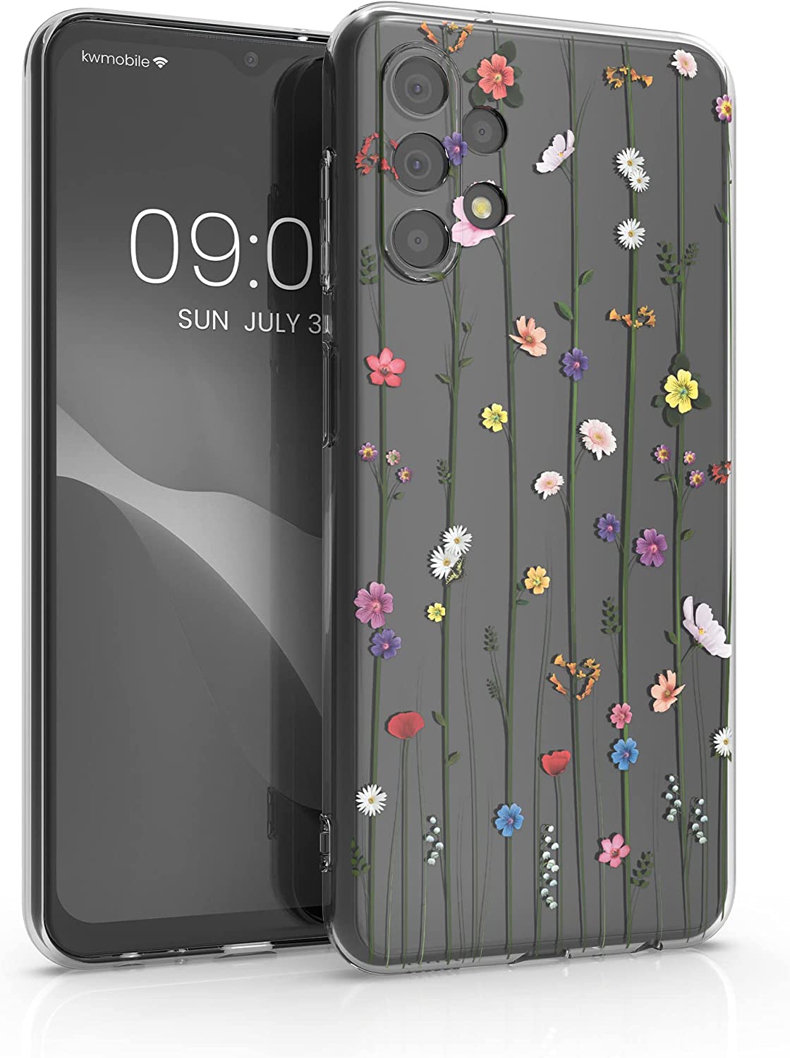 KW Samsung Galaxy A13 4G Θήκη Σιλικόνης TPU - Design Wildflower Vines - Multicolor / Διάφανη - 58381.03