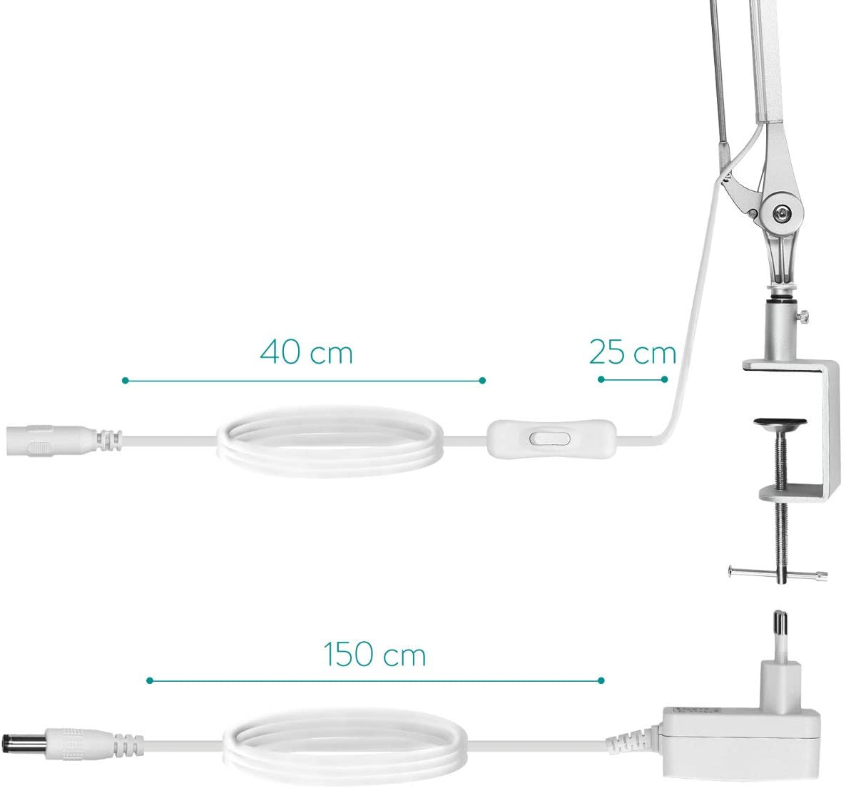 Navaris LED Desk Lamp Aluminium Clamp Lamp Επιτραπέζιο Φωτιστικό Αλουμινίου - Silver - 45791.35