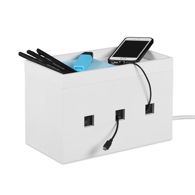 Relaxdays Κουτί Οργάνωσης Καλωδίων από Bamboo - White - 4052025246709