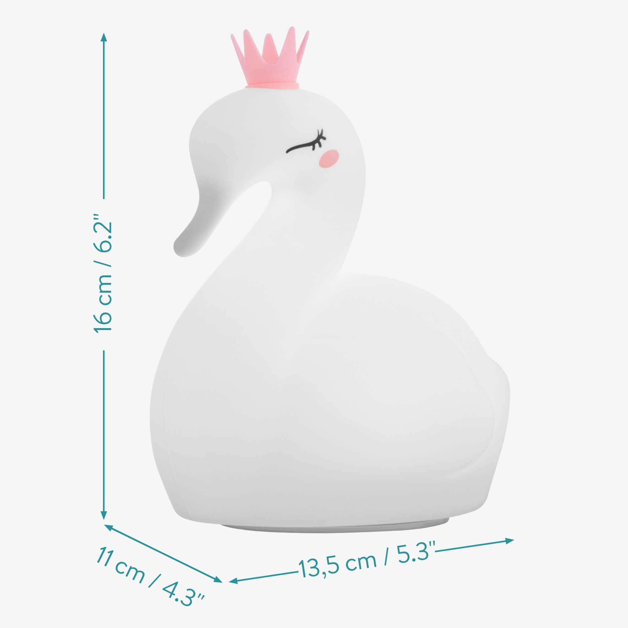 Navaris LED Night Light RGB - Παιδικό Νυχτερινό Φως με Αλλαγή Χρωμάτων - Swan with Crown - White / Pink - 55003.02.04