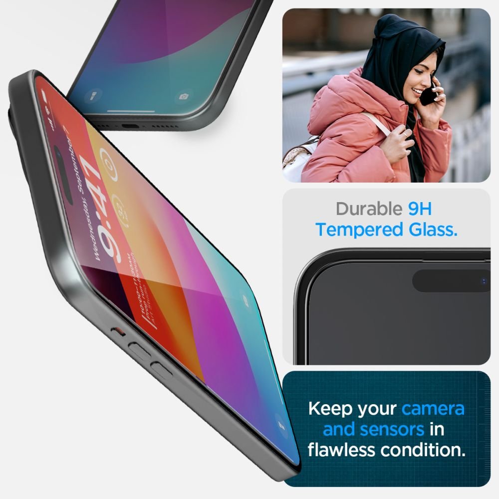 Spigen iPhone 15 Plus Glas.TR EZ Fit FC 0.3mm 2.5D 9H Case Friendly Full Screen Tempered Glass Αντιχαρακτικό Γυαλί Οθόνης - Black - AGL06888