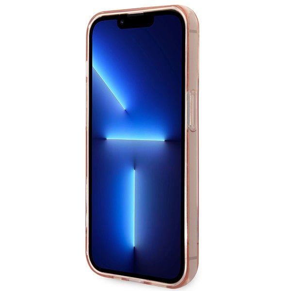 Guess iPhone 14 Pro Translucent Σκληρή Θήκη με Πλαίσιο Σιλικόνης - Pink / Semi Clear - GUHCP14LHGCOP