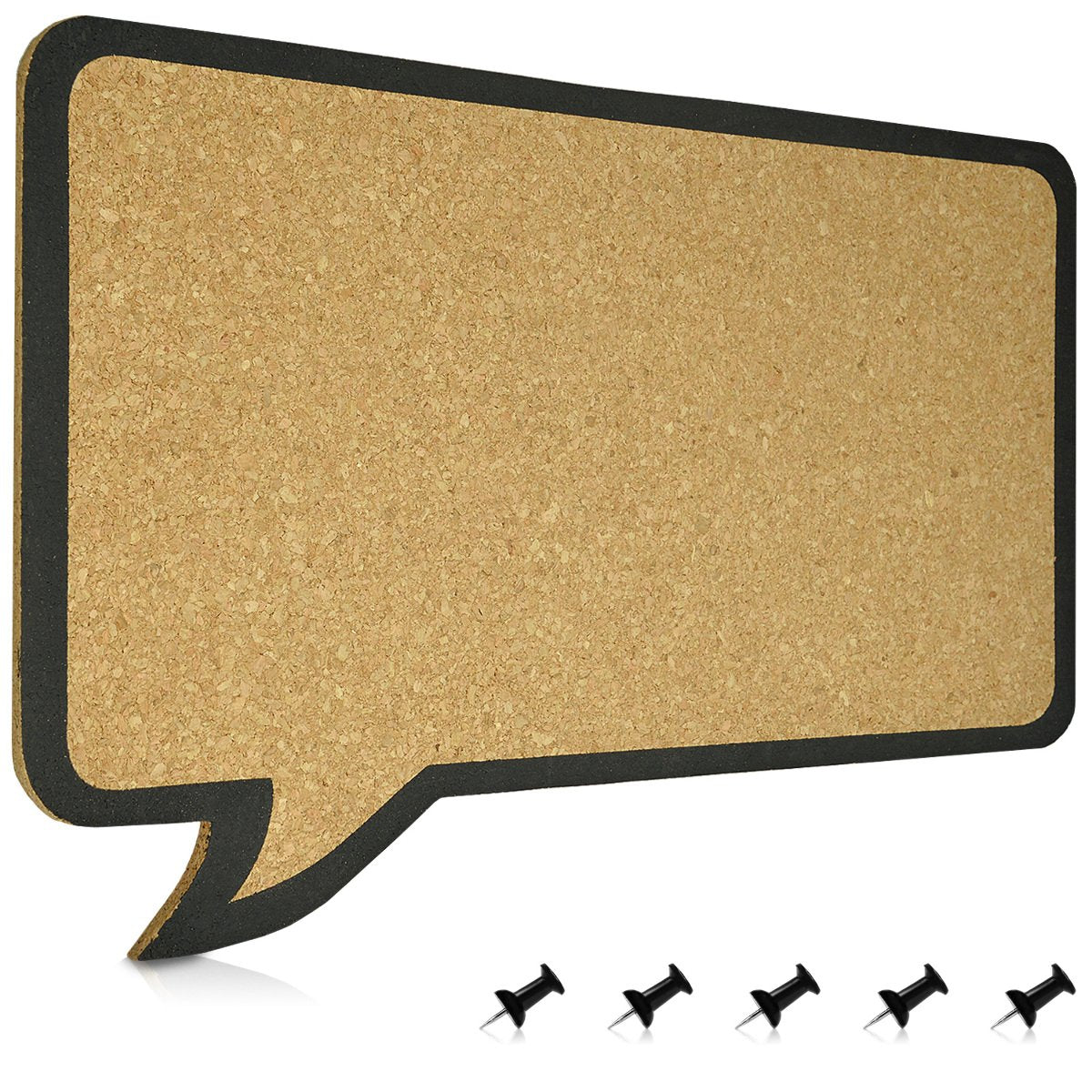 Navaris Cork Notice Board - Πίνακας Ανακοινώσεων με Πινέζες - Design Speech Bubble - Brown - Black - 41132