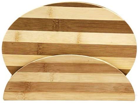 Relaxdays Σετ με 4 Σανίδες Κοπής από Μπαμπού με Βάση - Brown / Light Brown - 4052025188764