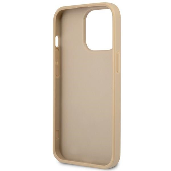 Guess iPhone 14 Pro Saffiano Σκληρή Θήκη με Πλαίσιο Σιλικόνης - Beige - GUHCP14LPSATLE