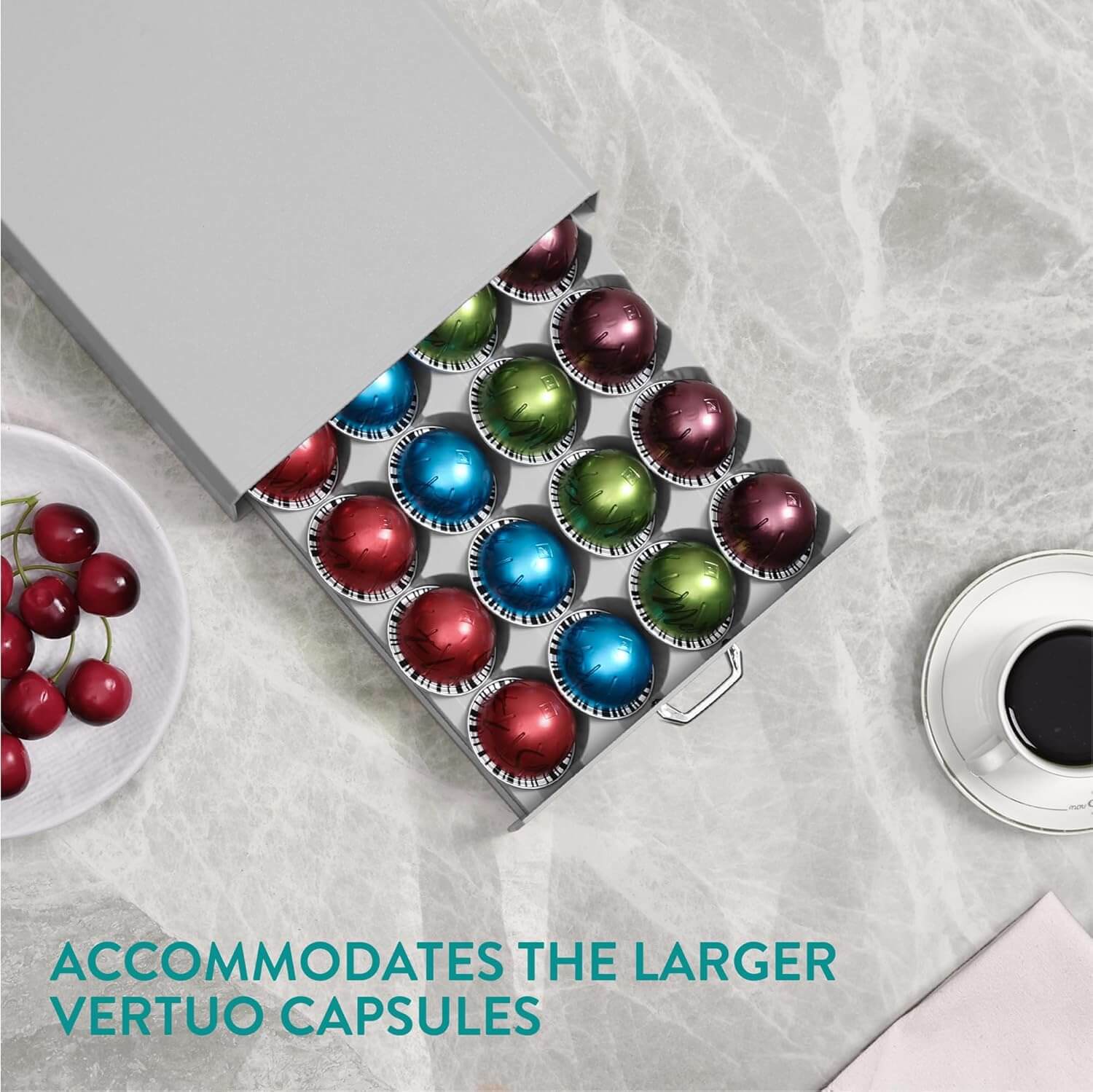 Navaris Συρτάρι για Κάψουλες Nespresso Vertuo / Βάση για Καφετιέρα - Grey