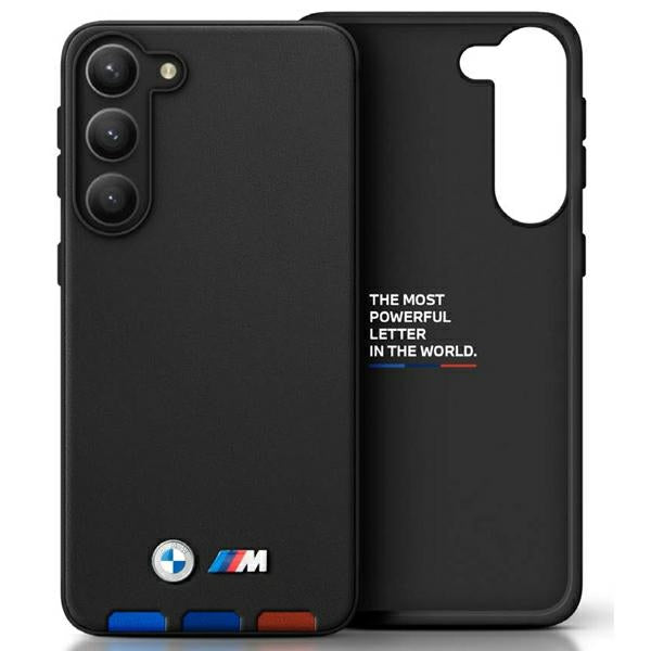 BMW Samsung Galaxy A54 5G Leather Stamp Tricolor Σκληρή Θήκη με Πλαίσιο Σιλικόνης - Black