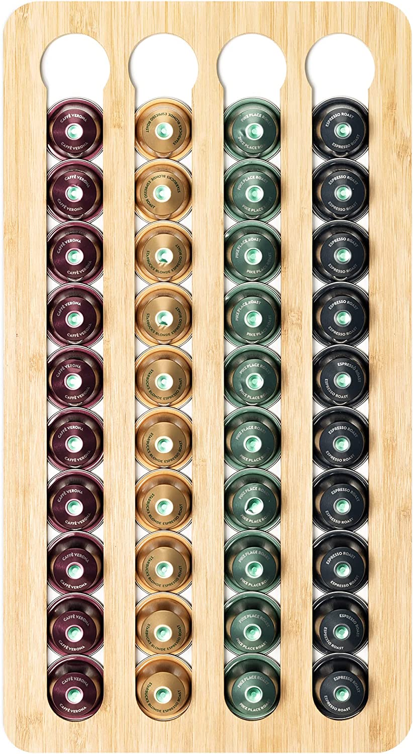 Navaris Μαγνητική Βάση για 40 Κάψουλες Nespresso από Μπαμπού - Brown - 57540.01